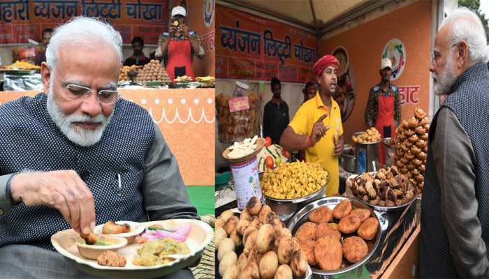 PM नरेंद्र मोदी पहुंचे 'हुनर हाट',  लिट्टी-चोखा का चखा स्वाद