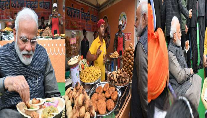 PHOTOS: PM मोदी ने लिट्टी-चोखा का लिया मजा, कुल्हड़ में पी चाय और बोले- टेस्टी लंच