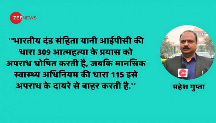 Suicide Is A Crime Under Section 309 Of The Ipc Whereas It Is Not A Crime In Section 115 Of The Mental Health Act आत महत य क प रय स पर हम र द क न न