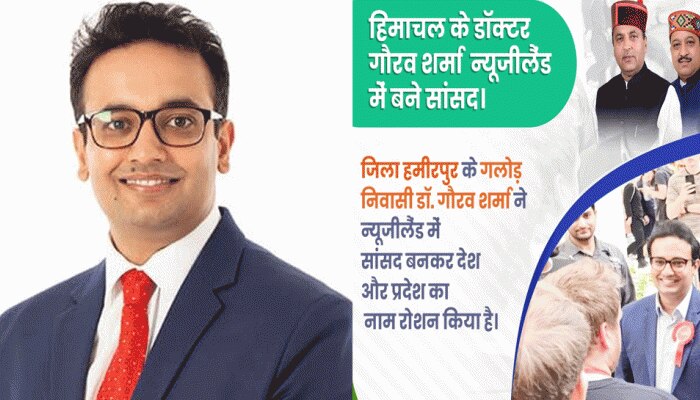 हिमाचल के बेटे का विदेश में डंका, डॉ. गौरव शर्मा न्यूजीलैंड में बने सांसद हिमाचल के बेटे का विदेश में डंका, डॉ. गौरव शर्मा न्यूजीलैंड में बने सांसद