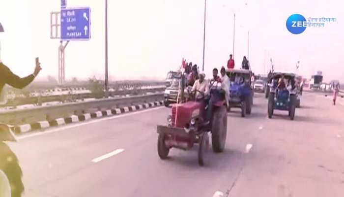 Farmer Tractor March Betweet Delhi Four Border Trailor Before 26th January