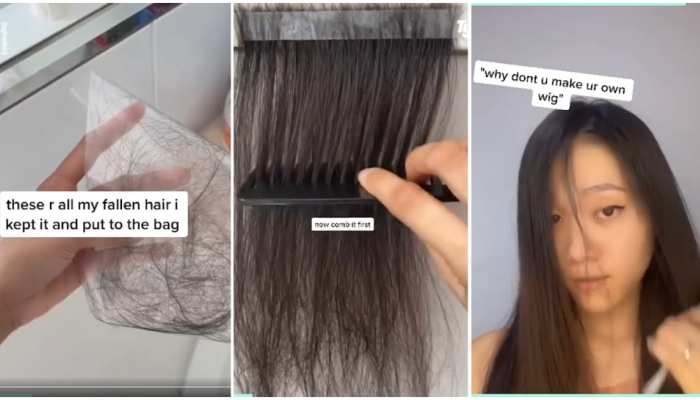 viral video of weird hacks for hairfall remedies at home | Hair Fall से  परेशान लड़की ने आजमाए Weird Hacks, आप भी ट्राई कीजिए | Hindi News, जरा हटके
