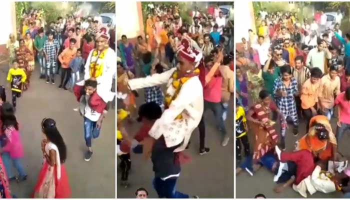 viral video of groom dancing in baraat funny video wedding video instagram reels video | Viral Video: शादी से पहले ही बज गया दूल्हे का 'बैंड', दोस्तों के साथ डांस पड़ गया viral video of groom dancing in baraat funny video wedding video instagram reels video | Viral Video: शादी से पहले ही बज गया दूल्हे का 'बैंड', दोस्तों के साथ डांस पड़ गया