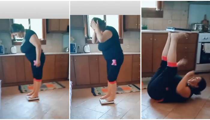 funny video goes viral woman weight loss story in seconds | Funny Video:  महिला ने Weight Loss के लिए ढूंढा नायाब तरीका, कुछ ही पलों में घट गया वजन |  Hindi News,
