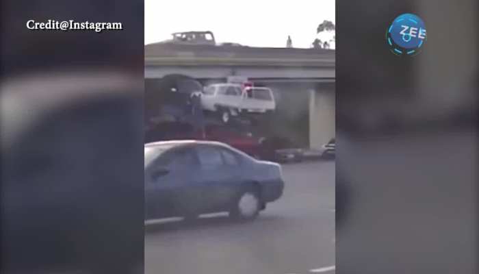 Truck damage video Viral, While passing the flyover keep in mind the height