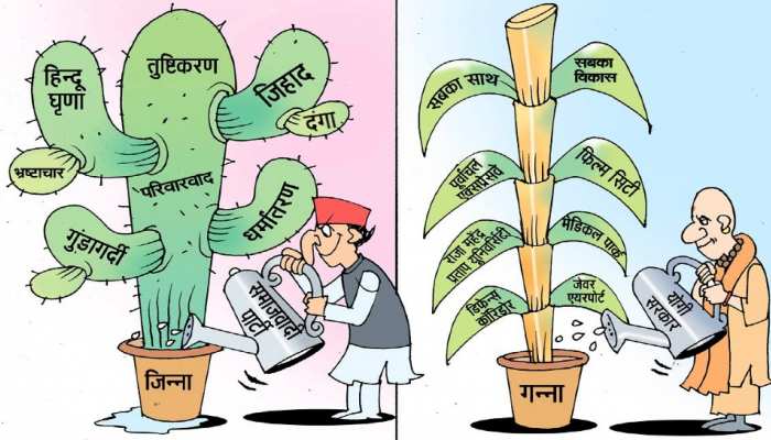 Akhilesh Yadav Jinnah Cactus vs CM Yogi Adityanath Ganna in UP Assembly Election 2022 on BJP Twitter | UP Chunav 2022 के चुनावी तीर: अखिलेश यादव का जिन्ना कैक्टस, बनाम सीएम योगी Akhilesh Yadav Jinnah Cactus vs CM Yogi Adityanath Ganna in UP Assembly Election 2022 on BJP Twitter | UP Chunav 2022 के चुनावी तीर: अखिलेश यादव का जिन्ना कैक्टस, बनाम सीएम योगी