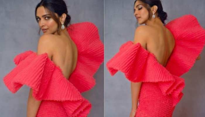 deepika padukone shares glamorous photos in pink backless frill gown see pics