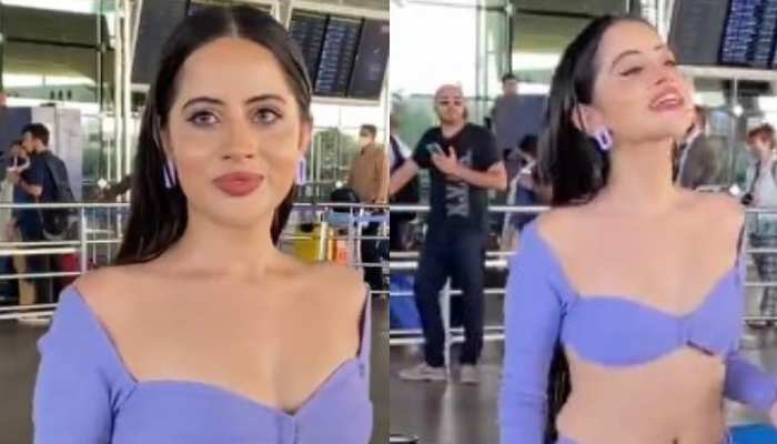 Urfi Javed Oops Moment Urfi Javed bralette slips at Mumbai Airport Oops  moment caught on camera watch video | Urfi Javed Oops Moment: पोज देते-देते  कैमरे के सामने खिसक गई उर्फी जावेद