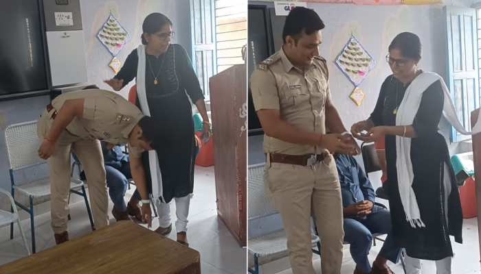 पुलिस ऑफिसर बनकर अपने स्कूल पहुंचा शख्स, टीचर के छुए पैर तो खुशी से दिए 1100 रुपये