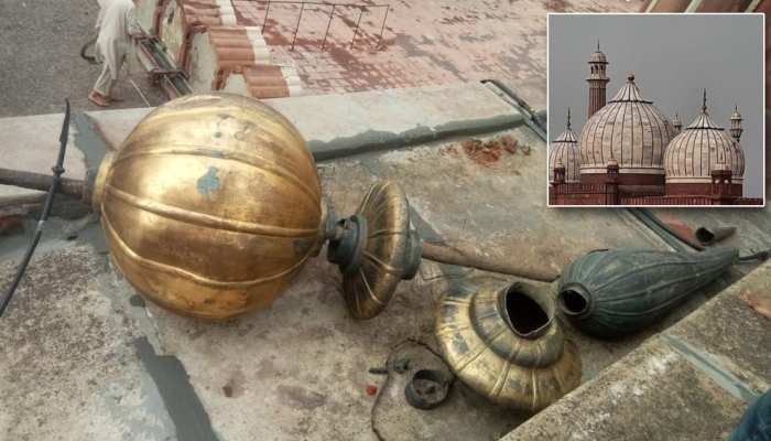 Jama Masjid: आंधी तूफान में जामा मस्जिद के गुंबद को पहुंचा भारी नुकसान, देखिए PHOTO