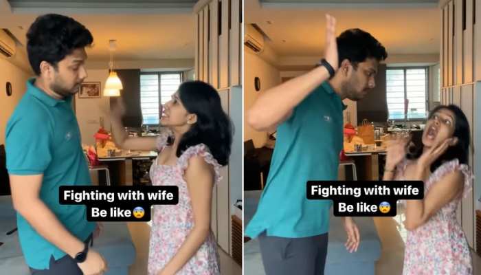 viral entertaining video on instagram reel trending shocking husband wife  fight will made you laugh | Comedy Video: पत्नी ने पति को मारे थप्पड़ ही  थप्पड़, मगर जब शख्स हाथ उठाने लगा