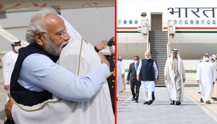 UAE पहुंचे PM मोदी का राष्ट्रपति नाहयान ने गले लगाकर किया स्वागत, 2 दोस्तों का मिलन