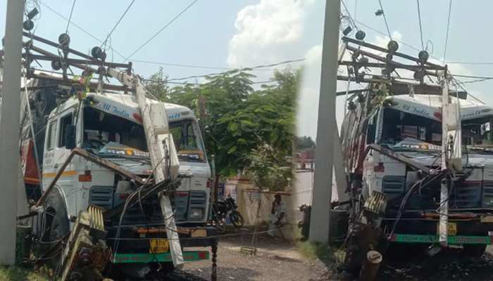 बिना चालक के सड़क पर दौड़ा ट्रेलर, 33 हजार केवी के ट्रांसफार्मर से टकराया, हादसा टला