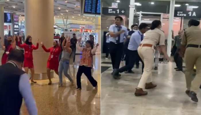 एयरपोर्ट का नजारा! इंडिगो स्टाफ ने यात्रियों संग खेला गरबा, CISF कर्मचारी भी झूमे