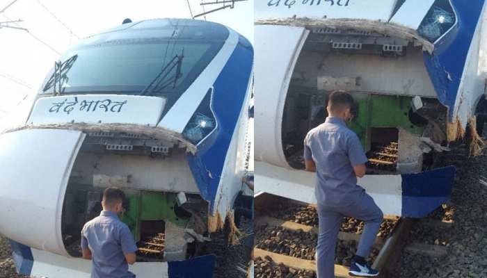Vande Bharat Train Hits Cow In Valsad engine front part broken | Vande Bharat Train फिर हुई हादसे का शिकार, गुजरात में गाय से टक्कर से बाद अगला हिस्सा टूटा | Hindi