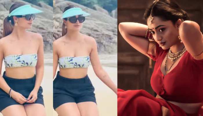 Aashram Web Series Babita aka Tridha Choudhury sizzles in her hot curvy figure wearing bikini at beach | Tridha Choudhury: समंदर किनारे कपड़े उतारकर बोल्ड हुईं आश्रम की बबीता, बिकिनी पहनकर दिखाया