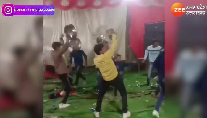 DJ पर नहीं आया मजा तो खाने के बर्तन बजाकर ही नाचने लगे बाराती