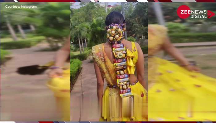Viral: दुल्हन का Bridal Look देख 'सनका' लोगों का माथा, चॉकलेट और टॉफियों से सजा दिया....