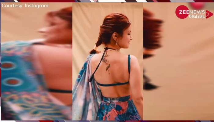 साड़ी पर बैकलेस ब्लाउज पहन Avneet Kaur ने फ्लॉन्ट किया अपना टैटू, फिर कैमरे के सामने दिखाए लटके झटके