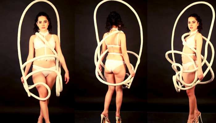 Urfi Javed Video : उर्फी जावेद सफेद बिकनी पहन लपेटा ' जी का जंजाल '