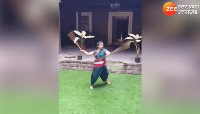साड़ी पहन महिला ने ऐसी चलाई लाठी, नजर टिकाना हुआ मुश्किल