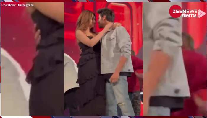 फिल्म प्रमोशन के दौरान रोमांटिक हुए Kartik Aaryan-Kriti Sanon! एक्ट्रेस को गोद में उठा कार्तिक ने लूटी वाह-वाही
