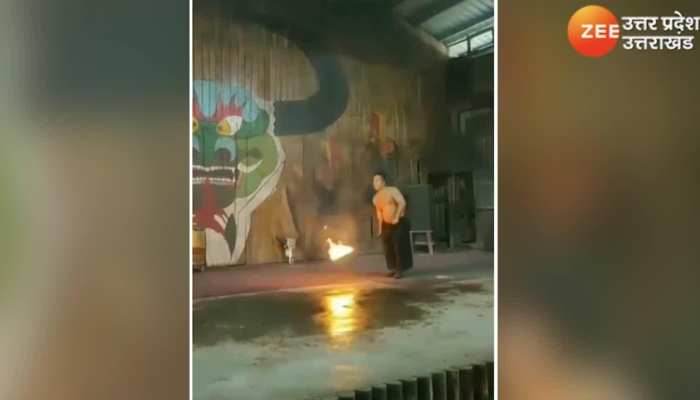 आग का स्टंट बना जानलेवा, स्टंटमैन की पैंट में भड़के आग के शोले VIDEO