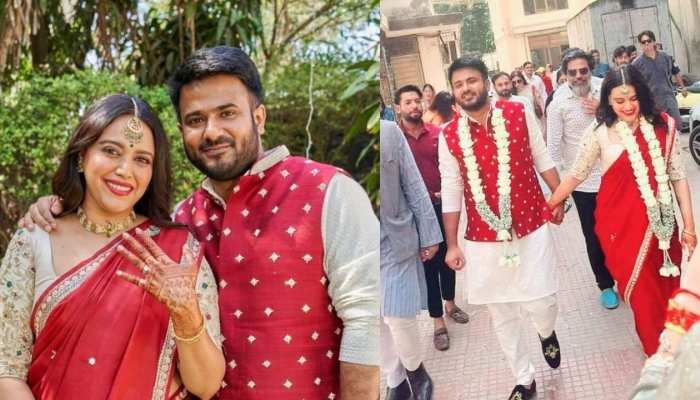 Swara Bhaskar got married with political leader activist samajwadi Party  Fahad Ahmad see first Photos | Swara Bhaskar Wedding: स्वरा भास्कर ने रचाई  गुपचुप शादी, बनीं सपा नेता फहद अहमद की दुल्हन |