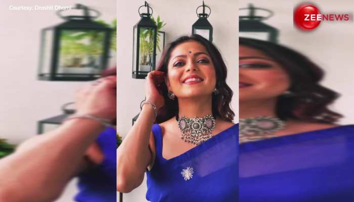 नीली साड़ी पहन एक्ट्रेस Drashti Dhami ने बरसाया कहर, लोग हुए दीवाने