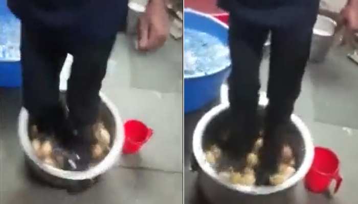 AIIMS अस्पताल के कैंटीन में सब्जी बनाने के लिए जूतों से कुचले जा रहे आलू, Video