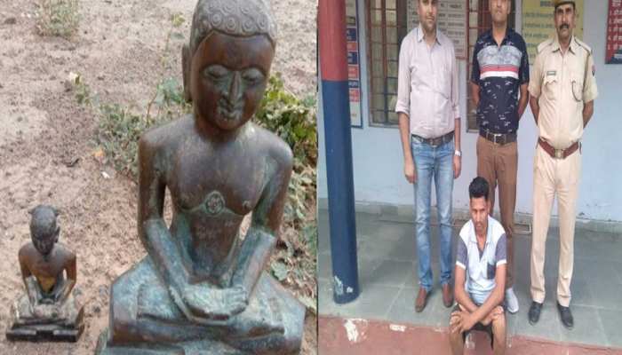 हलैना थाना पुलिस ने 5 करोड़ अष्टधातु मूर्तियां बरामद की, जयपुर मंदिर से हुई थी चोरी