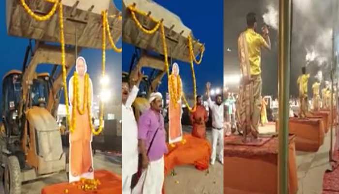 काशी में सीएम योगी का मनाया गया भव्य जन्मदिन, बाबा को बुलडोजर से पहनाया गया माला
