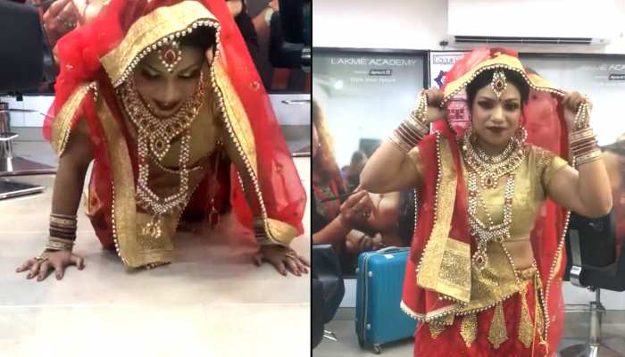 शादी से पहले लहंगे में ही दुल्हन लगाने लगी पुश-अप्स, लोग बोले- बेचारे दूल्हा तो गया