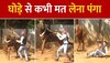 Horse Viral Video:गुस्से में आकर घोड़े ने कर दिया शख्स को लातमलात