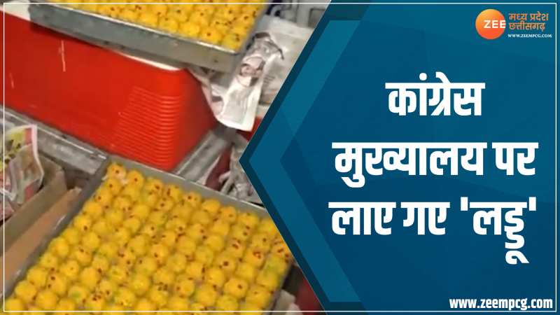 MP Chunav Result 2023: कांग्रेस मुख्यालय में 'लड्डू' लाए गए, शुरू की गई जश्न की तैयारी MP Chunav Result 2023: कांग्रेस मुख्यालय में 'लड्डू' लाए गए, शुरू की गई जश्न की तैयारी