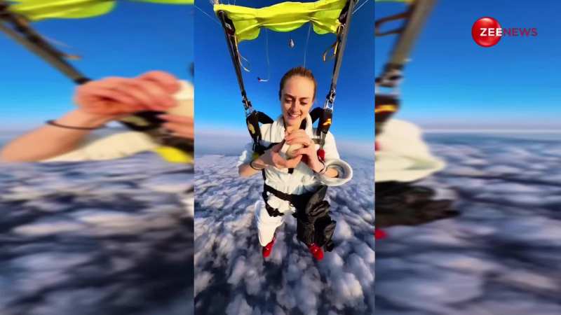 स्काईडाइव करते हुए लड़की ने 10000 फीट की ऊंचाई पर किया मेकअप, वायरल हुआ ये वीडियो 