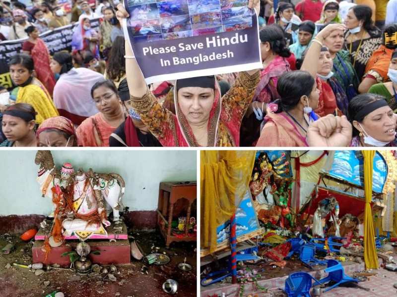 बांग्लादेश में नहीं थम रहा हिंदुओं पर हमला, कहीं मूर्ति तोड़ी, पंडाल गिराया, तो कई घरों में लगाई आग