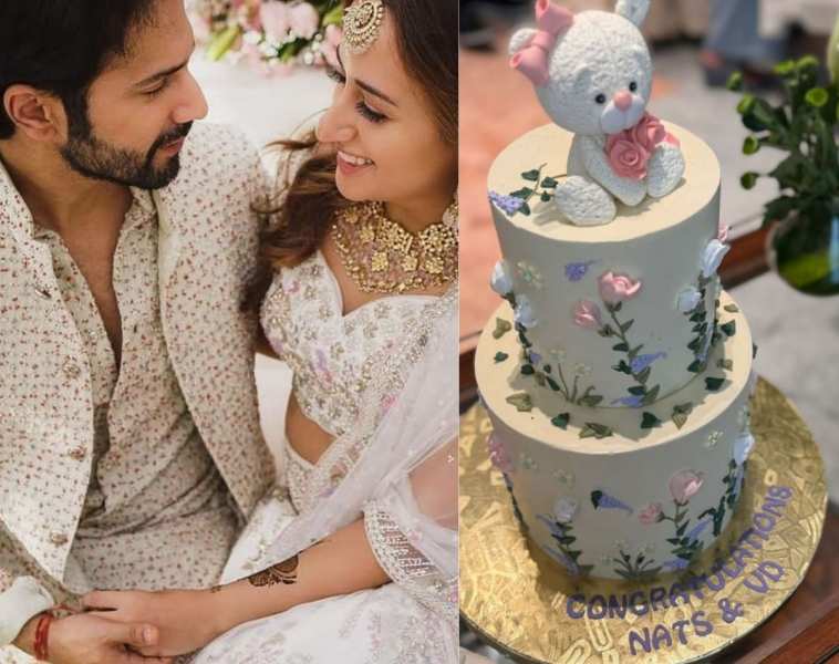 Varun Dhawan Wife Natasha Dalal Baby Shower Teddy Themed cake photo viral | वरुण  धवन की वाइफ नताशा दलाल के बेबी शावर की पहली फोटो आई सामने, प्यारे से केक पर  अटकी