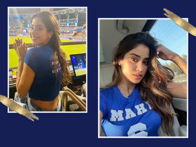 Janhvi Kapoor looks gorgeous in casual wear actress promotes new film mr and mrs mahi with IPL Match