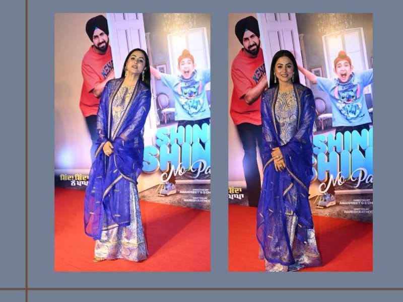 Hina Khan in Banarasi Trational Skirt style suit for Shinda Shinda No Papa Screening 