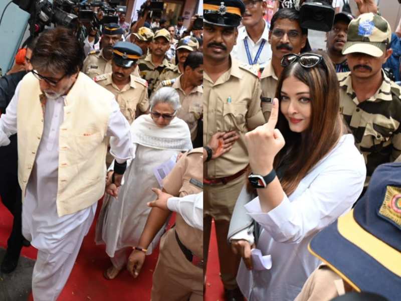 Aishwarya Rai Amitabh Bachchan Jaya Bachchan cast vote Abhishek Bachchan not spotted together