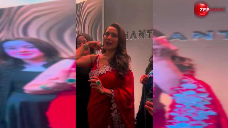 '18 Baras Ki Kawari Kali Thi' गाने पर Madhuri Dixit ने रेड साड़ी पहन किया मस्त डांस