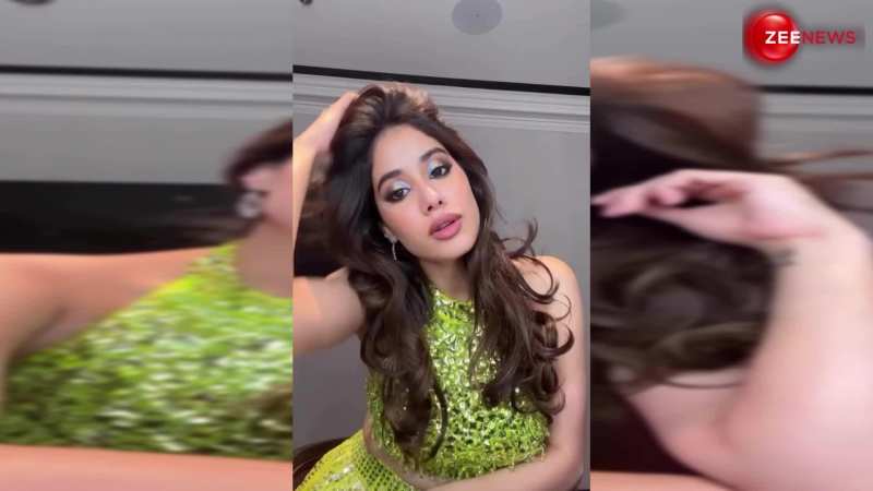 उफ्फ! Janhvi Kapoor ने सितारों से जड़ी Green ड्रेस पहन कैमरे के सामने दिए तीखे पोज...