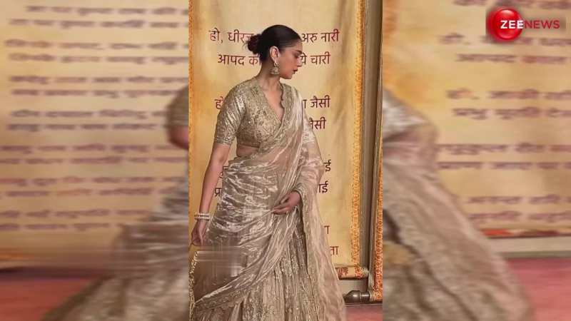 अनंत-राधिका के रिसेप्शन में गोल्डन लहंगा पहन पहुंचीं Aditi Rao Hydari,...