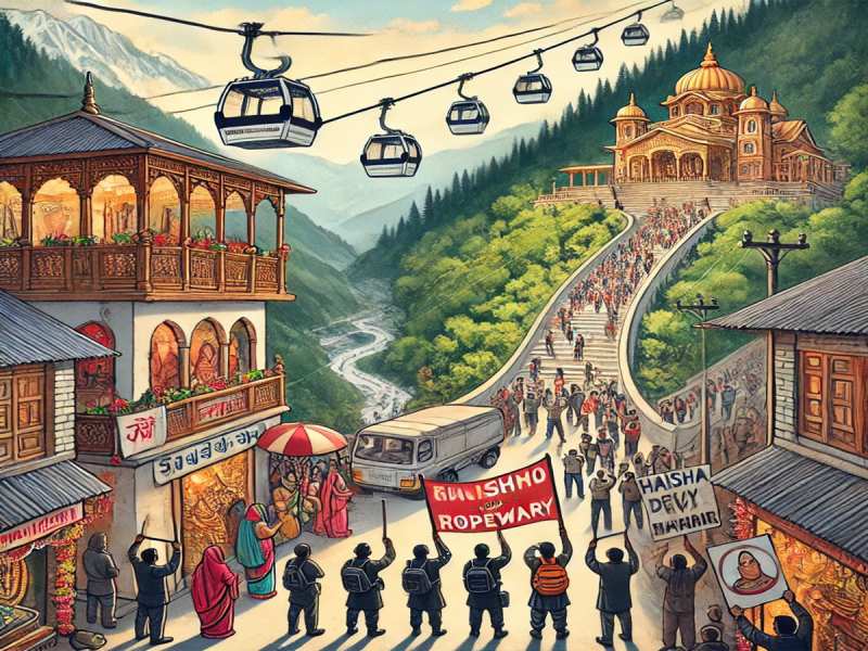 वैष्णो देवी मंदिर के रोपवे पर बवाल जारी.. व्यापार मंडल के बंद से व्यवस्था चरमराई
