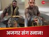 WATCH: हे राम..  इंसान है या जानवर? बाथरूम में अजगर संग नहाता है ये शख्स, कांप उठेगी रूह