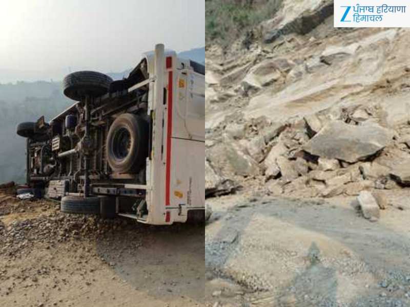 मंडी में लैंडस्लाइड की चपेट में आने से पलटी टेंपो ट्रैवलर, 11 यात्री थे सवार 