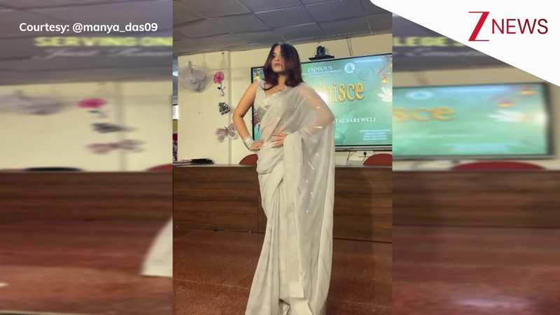 लड़की ने हाई हील्स और साड़ी में फेयवेल पर की मॉडल जैसी रैंप वॉक, स्टाइलिश और बोल्ड अंदाज पर टिकी रह गई ऑडियंस की नजरें!