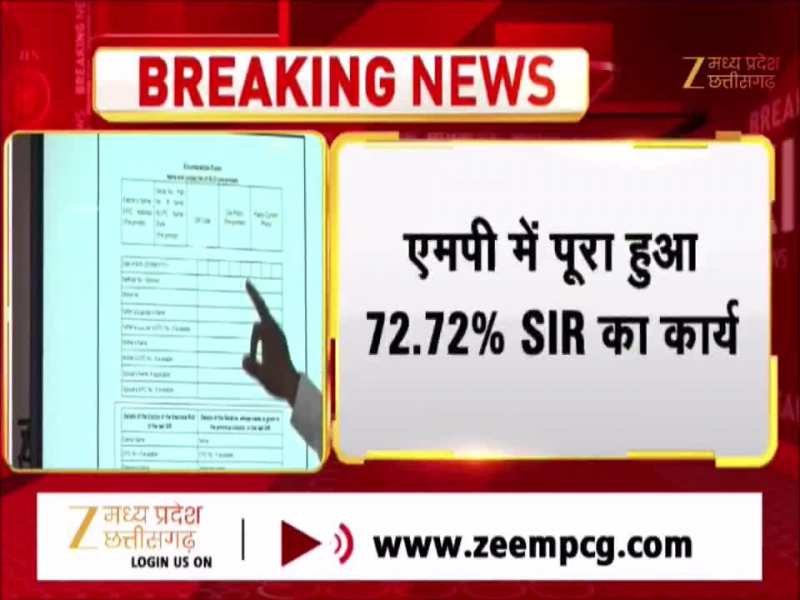 SIR सर्वे में MP की बड़ी उपलब्धि, देशभर में तीसरा स्थान, 72.72 प्रतिशत काम पूरा