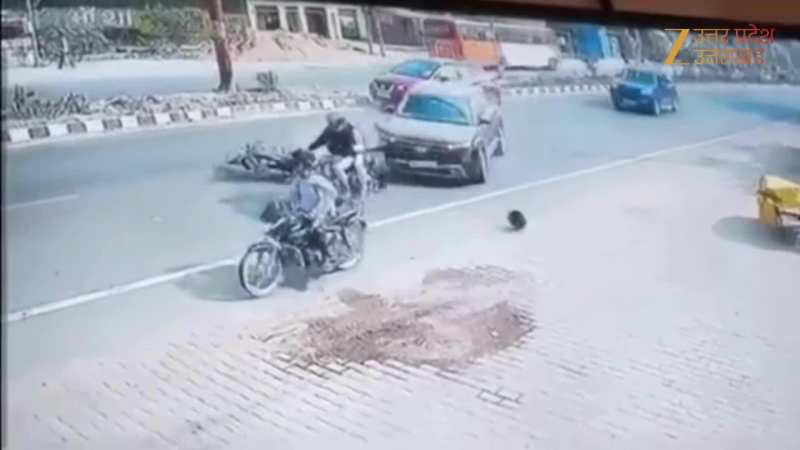 तेज रफ्तार कार की चपेट में आया बाइक सवार, मदद के बजाय कार लेकर भागा ड्राइवर, CCTV में कैद हुआ हादसा